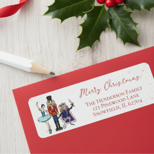 Festive Christmas Nutcracker Ballet Return Address Label