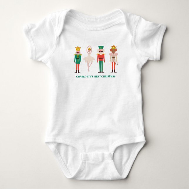 Festive Christmas Nutcracker Christmas Baby Bodysuit (Front)