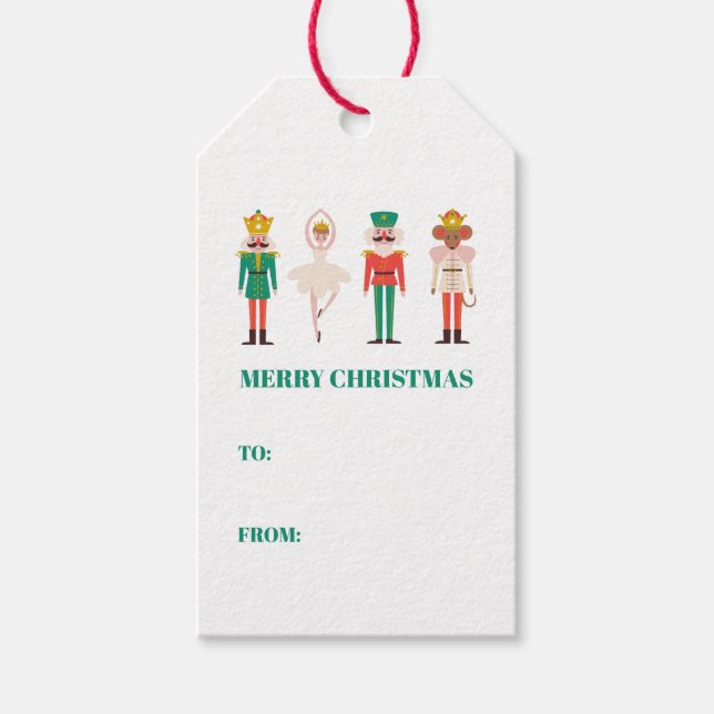 Festive Christmas Nutcracker Christmas Gift Tags (Front)