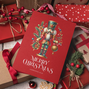 Festive Christmas Nutcracker Custom Photo Card