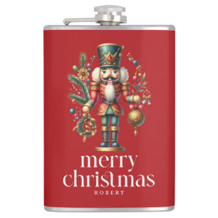 Festive Christmas Nutcracker Custom Photo Hip Flask