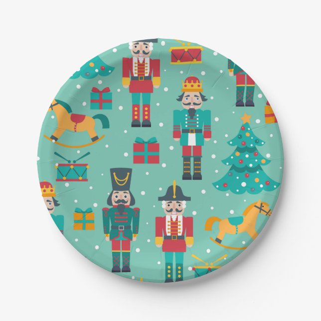 Festive Christmas Nutcracker Design Paper Plate (Front)