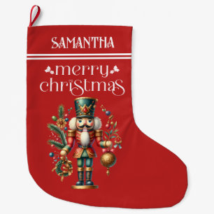 Festive Christmas Nutcracker Large Christmas Stocking