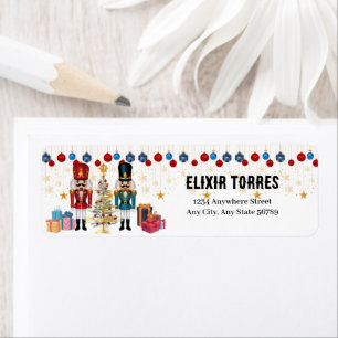 Festive Christmas Nutcracker Ornaments Baby Shower Return Address Label
