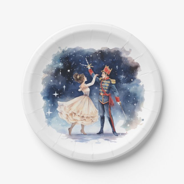 Festive Christmas nutcracker party Paper Plate (Front)