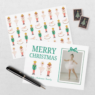 Festive Christmas Nutcracker Photo Ballerina Holiday Card
