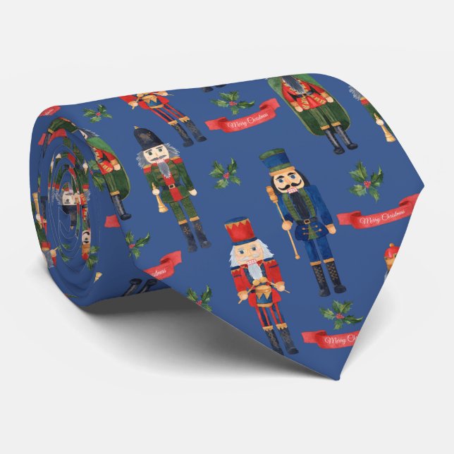 Festive Christmas nutcracker tiled pattern  Tie (Rolled)