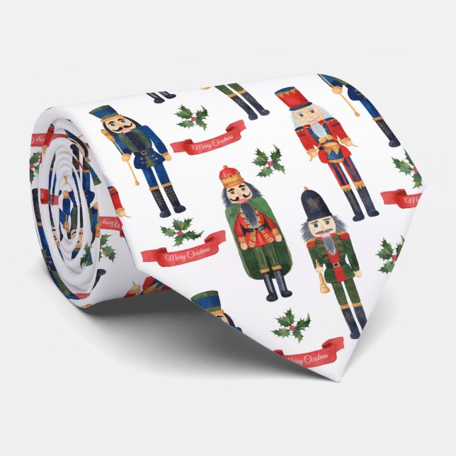 Festive Christmas nutcracker tiled pattern  Tie (Rolled)