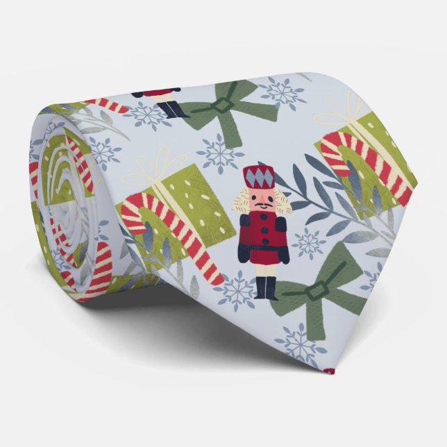 festive Christmas nutcracker tiled  Tie (Rolled)
