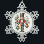Festive Christmas Nutcrackers  Snowflake Pewter Christmas Ornament<br><div class="desc">Colourful Christmas nutcracker ornament design with holiday symbols</div>