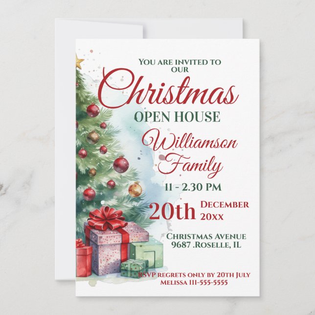 Festive Christmas Open House Invitation (Front)