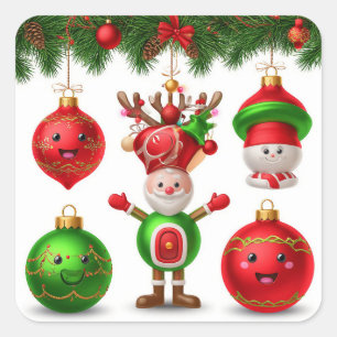 🎄 Festive Christmas Ornament Glow ❄️ Elegant Square Sticker