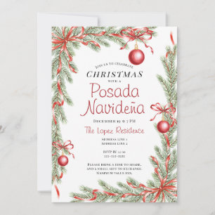 Festive Christmas Ornament Mexican Posada Navideña Invitation