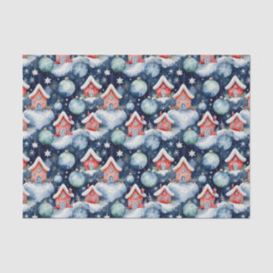 Festive Christmas Ornament Pattern in Watercolor Tissue Paper