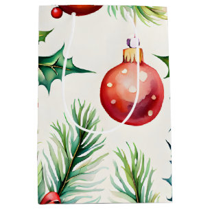 Festive Christmas Ornament Patterns Medium Gift Bag