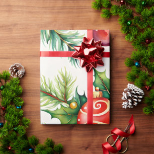 Festive Christmas Ornament Patterns Wrapping Paper