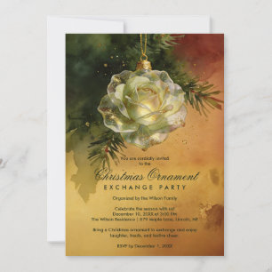 Festive Christmas Ornament Shaped Like a Rose Invitation