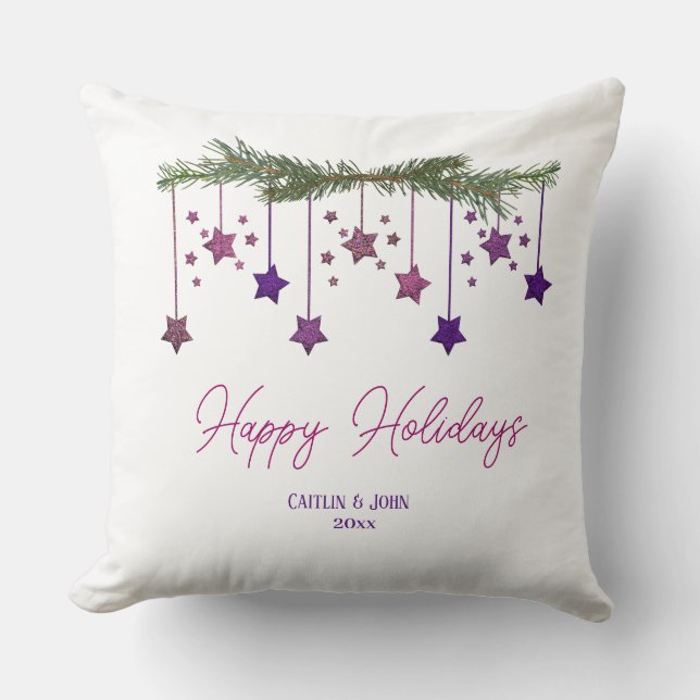 Festive Christmas Ornament Throw Pillow (Front)