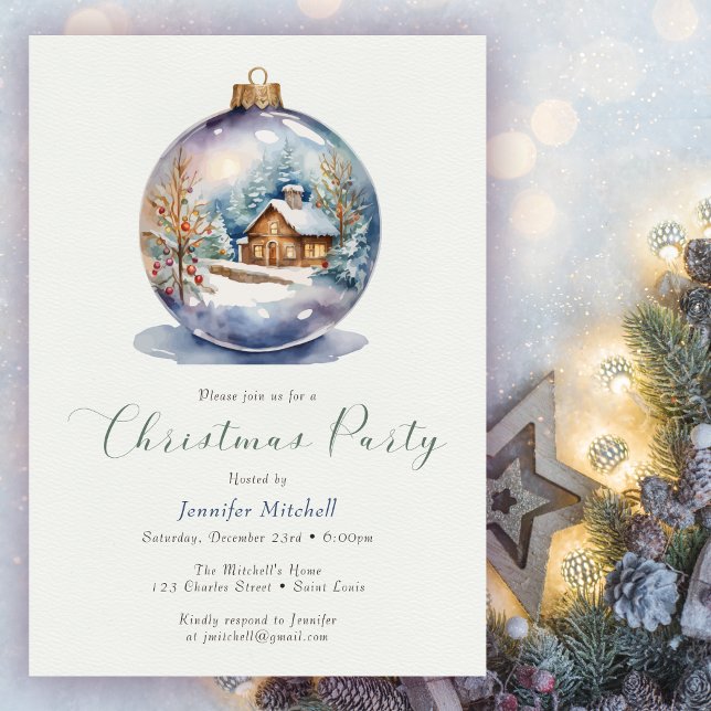 Festive Christmas Ornament Winter House Party Invitation (Creator Uploaded)