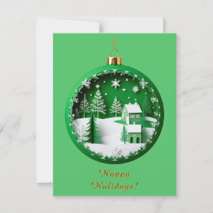 Festive Christmas Ornament with Winter Scene Postcard