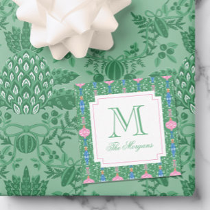 Festive Christmas Ornaments Monogram Enclosure Card