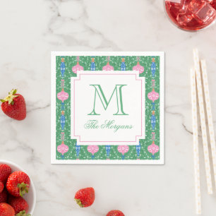 Festive Christmas Ornaments Monogram Napkin