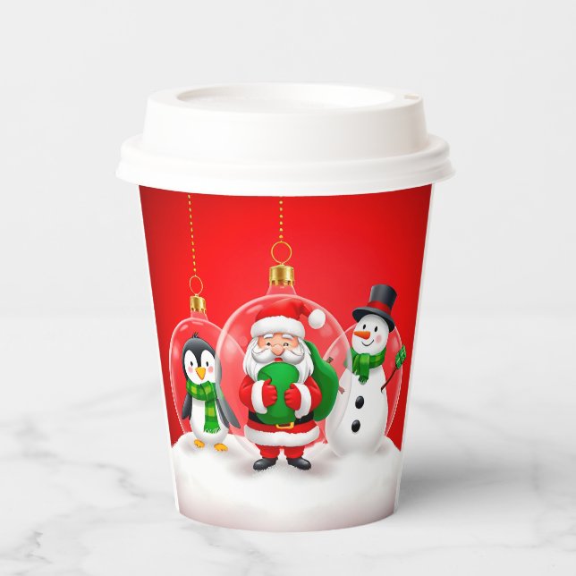 Festive Christmas Ornaments Paper Cups (Front)