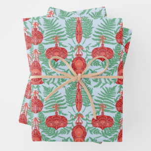 Festive Christmas Ornaments Pattern Wrapping Paper Sheet