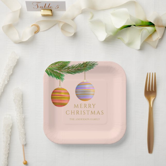 Festive Christmas Ornaments Personalised  Paper Plate (Wedding)