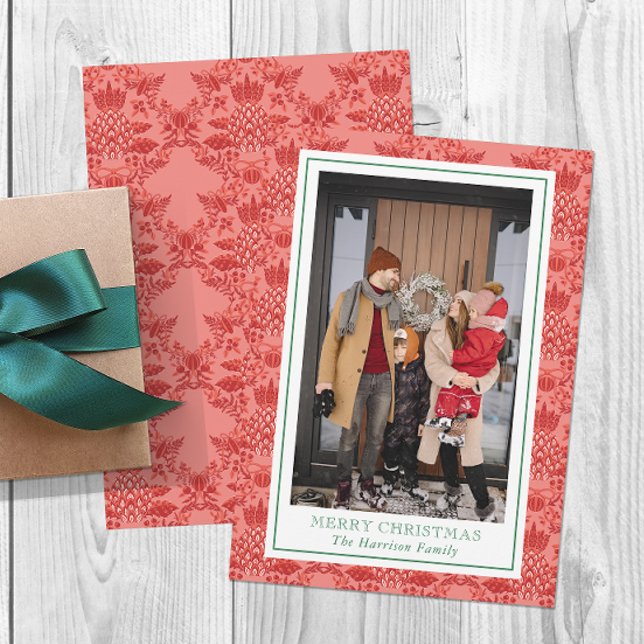 Festive Christmas Ornaments Pineapples Photo Holiday Card (Creator Uploaded)