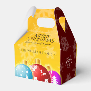 Festive Christmas Ornaments Snowflakes Red & Gold Favour Box