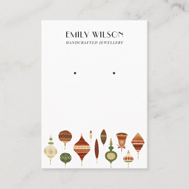 FESTIVE CHRISTMAS ORNAMENTS STUD EARRING DISPLAY BUSINESS CARD (Front)
