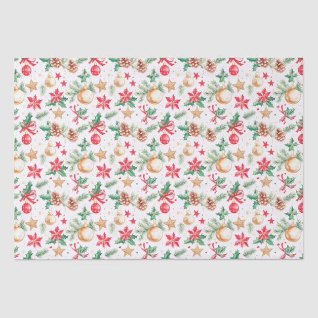 Festive Christmas Ornaments Tissue Paper (Front)