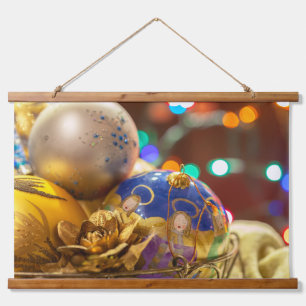 Festive Christmas Ornaments with Angels Hanging Tapestry