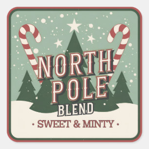 Festive Christmas orth pole blend candy cane Square Sticker