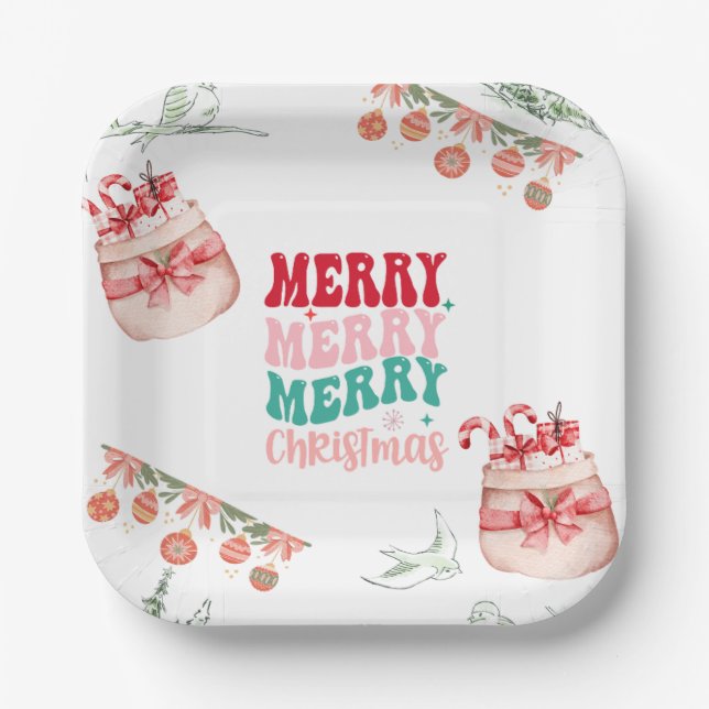 Festive Christmas Paper Plates -Set of 8 (Front)