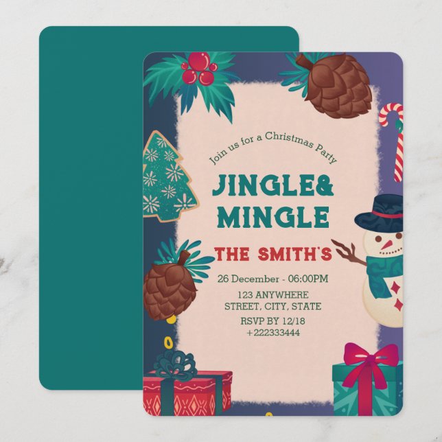  Festive Christmas Party Invitation (Front/Back)