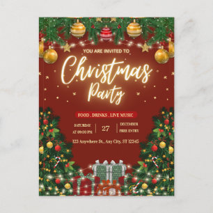Festive Christmas Party Invitation Postcard