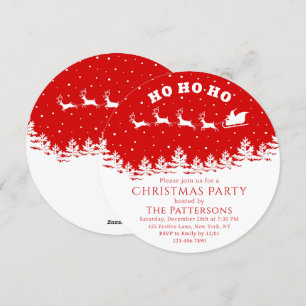 Festive Christmas Party Santa Red White Invitation