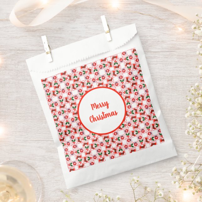 Festive Christmas pattern Favour Bag (Clipped)