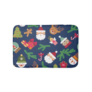 Festive Christmas pattern, holiday design. Bath Mat