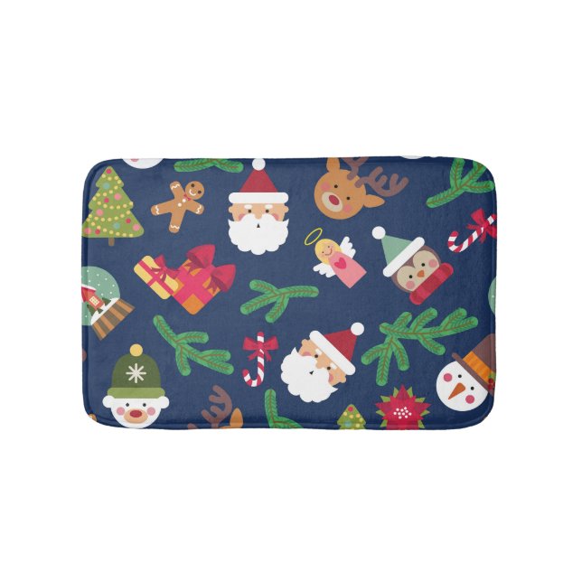 Festive Christmas pattern, holiday design. Bath Mat (Front)
