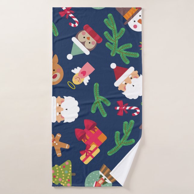 Festive Christmas pattern, holiday design. Bath Towel (Bath Towel)