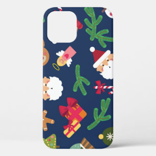 Festive Christmas pattern, holiday design. iPhone 12 Case