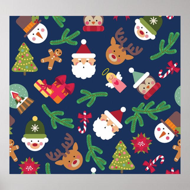 Festive Christmas pattern, holiday design. Poster (Front)