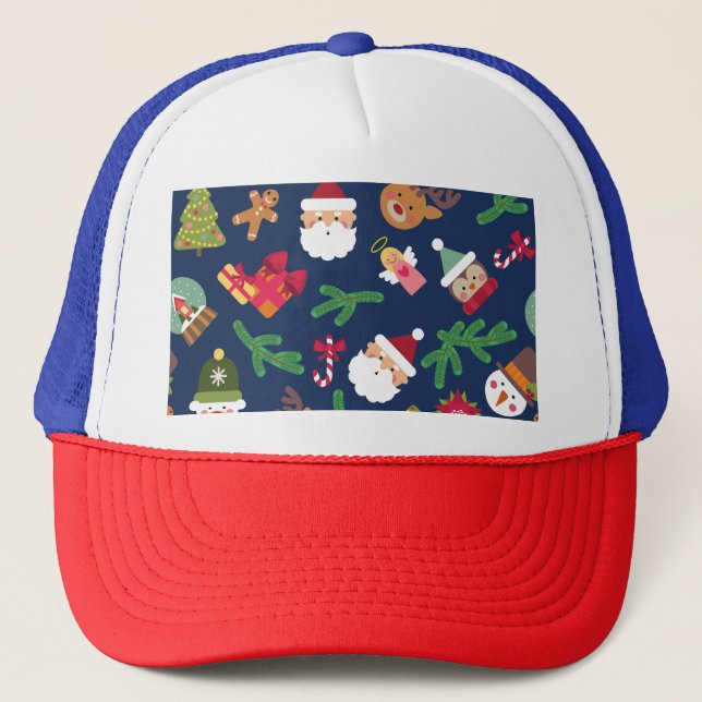 Festive Christmas pattern, holiday design. Trucker Hat (Front)
