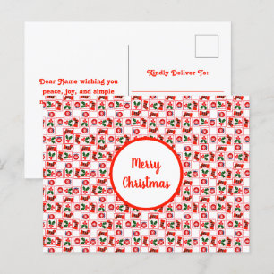Festive Christmas pattern Holiday Postcard