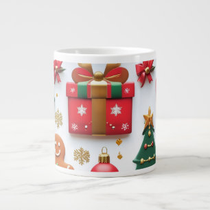 Festive Christmas Pattern Large Coffee Mug