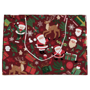 Festive Christmas Pattern Large Gift Bag
