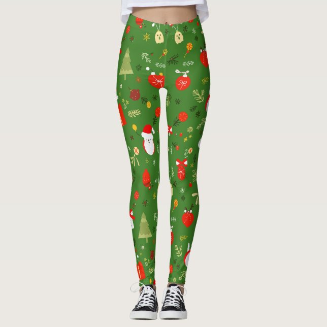 Festive Christmas Pattern Leggings (Front)